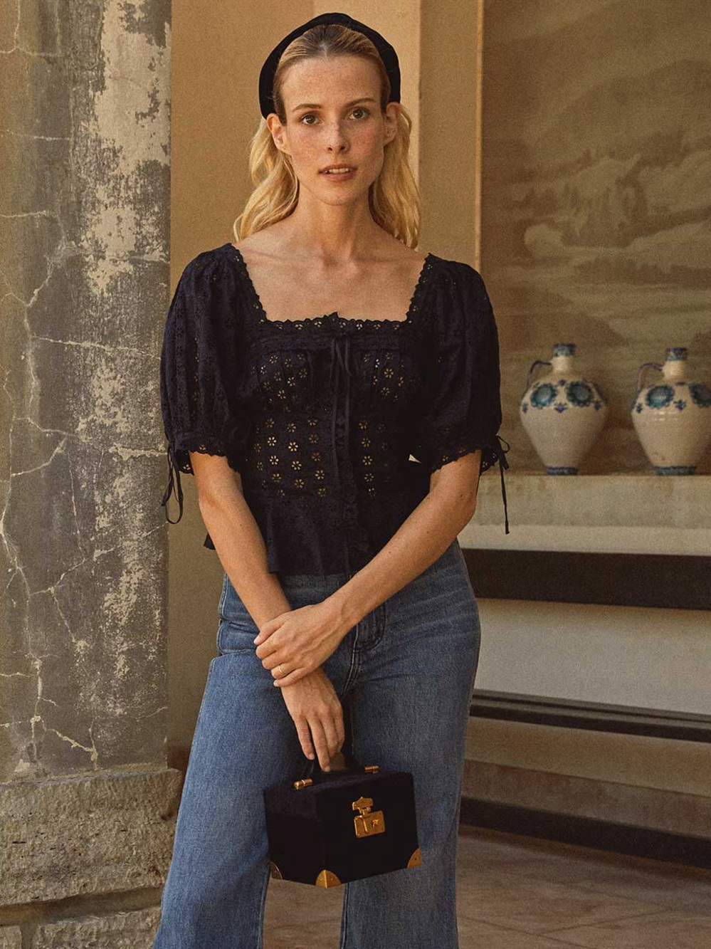 NWT DÔEN Docia Blouse in Black - XS
